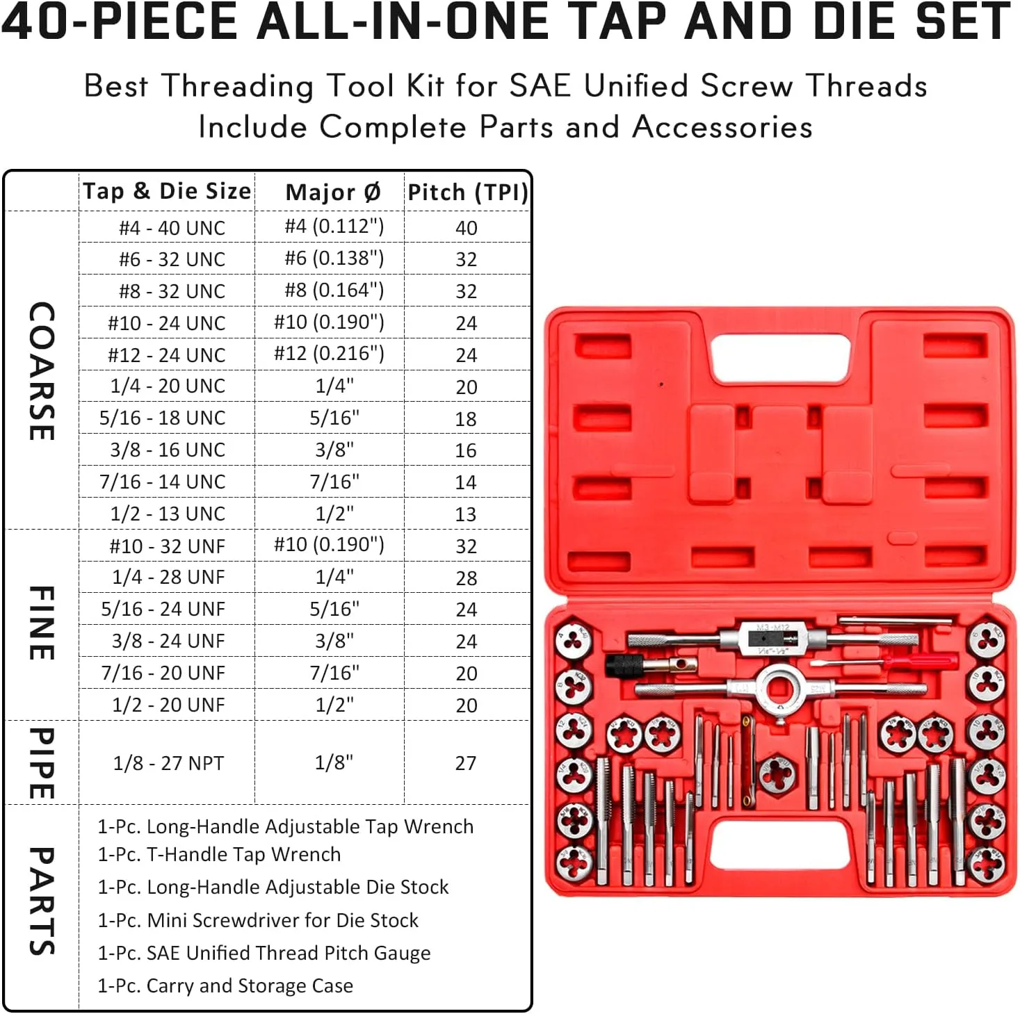 40pc SAE Tap and Die Set