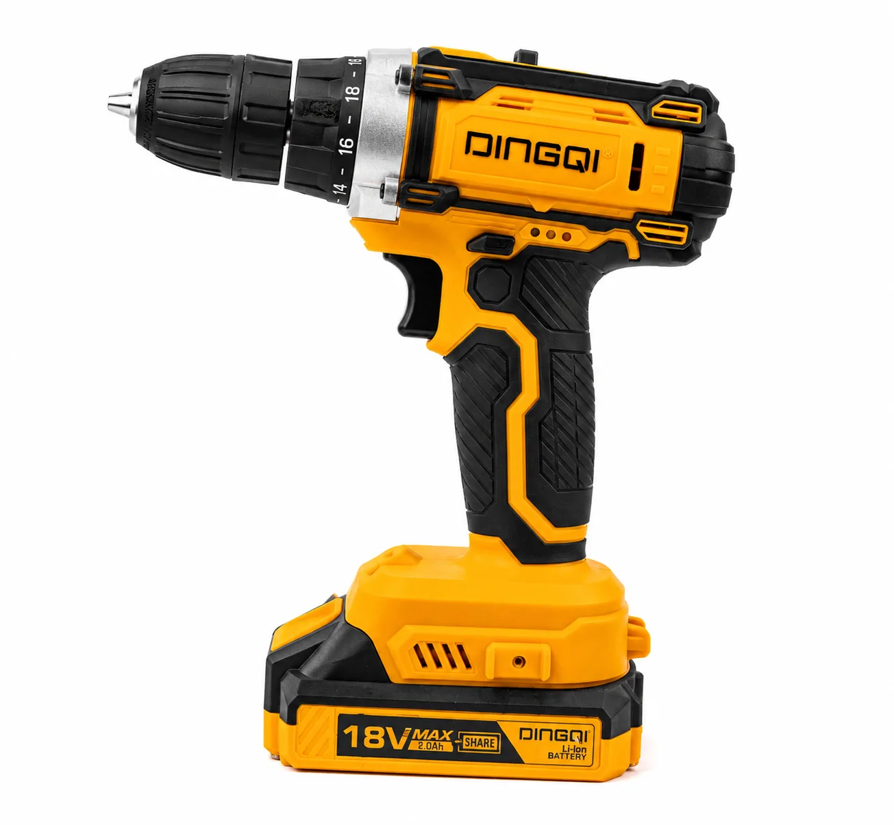 DINGQI 18V Cordless Drill Driver Kit Lithium-Ion Battery